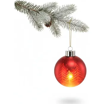 Vánoční dekorace Vánoční Koule ČERVENÁ 8 cm LED podsvícená mix 1 ks
