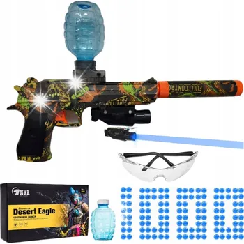 Dětská zbraň AUTOMATICKÁ PISTOLE NA GELOVÉ KULIČKY Desert Eagle Laser + Brýle + 1000 Kuliček