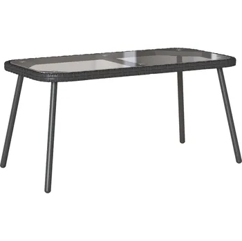 Zahradní stůl vidaXL Konferenční stolek Černá 90 x 45 x 43 cm Polyratan a sklo [4108267]