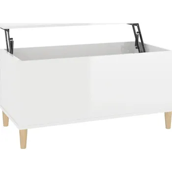 Konferenční stolek Bílý konferenční stolek s vysokým leskem, 90 x 44,5 x 45 cm, se zvedací deskou