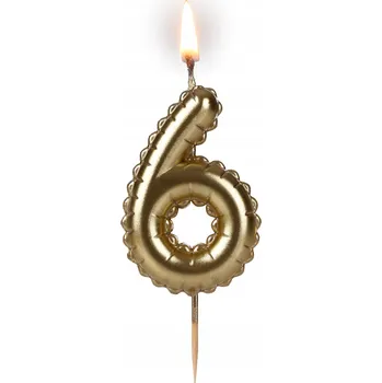 Dortová svíčka Narozeninová svíčka na tyčce '' Zlatá - 6 '' / 1 kus