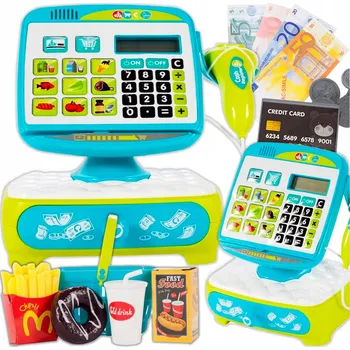 Hra na obchod Dětská FISKÁLNÍ pokladna INTERAKTIVNÍ kalkulačka Skener nákupní košík