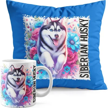 SADA HRNEK + POLŠTÁŘ MODRÁ - PES PSI PSÍK PLEMENO HUSKY SIBIŘSKÝ