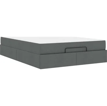 Postel vidaXL Rám postele s matrací s matrací 2 pcs Tmavě Šedá textil [3399488]