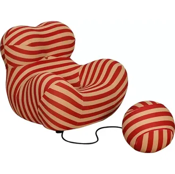 Křeslo Designové křeslo Nua s podnožkou béžové/červené