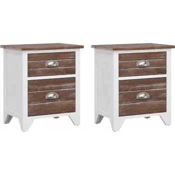 Noční stolek Noční stolky hnědé a bílé, 38 x 28 x 45 cm, 2 ks