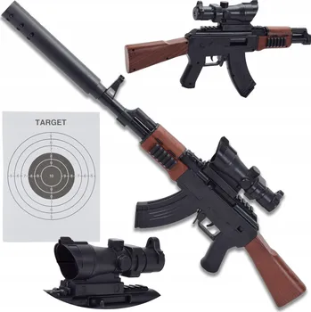 Airsoftová zbraň PUŠKA NA PLASTOVÉ KULIČKY S PUŠKOHLEDEM PISTOLE AIRSOFTOVÁ ZBRAŇ ZBRANĚ