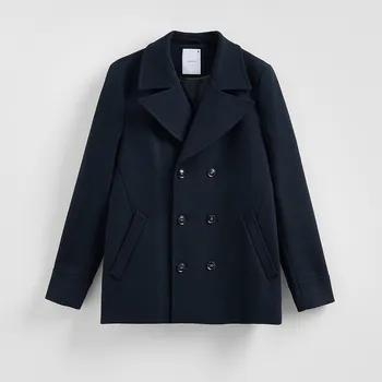 Reserved - Dvouřadý kabát s příměsí vlny - tmavomodrá - 536HK-59X - 536HK-59X-XXL