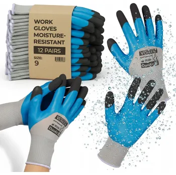 Pracovní rukavice PRACOVNÍ RUKAVICE ODOLNÉ VODĚODOLNÉ RUKAVICE SADA 12 PÁRŮ VELIKOST 9/L