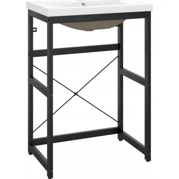 Koupelnový nábytek Umyvadlový rám s vestavěným keramickým umyvadlem, černá/bílá, 59x38x83 cm