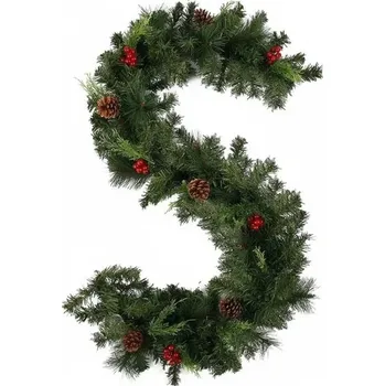 Vánoční dekorace Vánoční girlanda 1,8 m ve tvaru písmene S Zimní dekorace na dveře stěnu či zábradlí Hustá sváteční ozdoba pro výzdobu interiéru