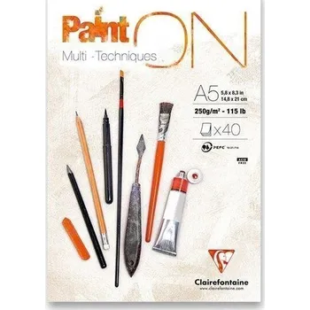 Výtvarná sada Clairefontaine Blok Paint On White A5, 40 listů, 250 g