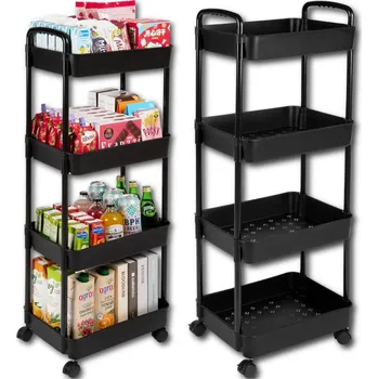 Servírovací stolek Kuchyňský vozík STOLEK NA KOLEČKÁCH 3 ÚROVNĚ ZÁMEK KOL MOBILNÍ