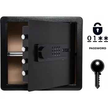 Trezor Domácí pancéřový sejf s elektronickým zámkem a klíčem 36x40x30 cm černý