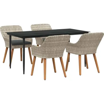 Zahradní sestava vidaXL Zahradní jídelní souprava 5 pcs Světle šedá polyratan [3261708]