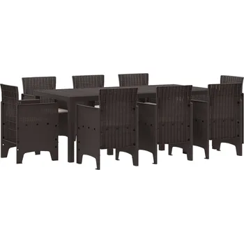 Zahradní sestava vidaXL Zahradní jídelní souprava 9 pcs Hnědá Polypropylen [3378578]