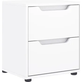 Noční stolek Bílá noční stolek VISNES, 45 x 40 x 50 cm, 2 zásuvky, materiál na bázi dřeva