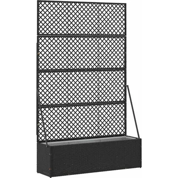 Truhlík vidaXL Zahradní trelážový květináč Černý 105 x 30 x 170 cm Kov [366617]