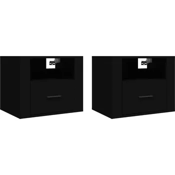 Noční stolek Černé závěsné noční stolky 50 x 36 x 40 cm, dřevěný kompozitní materiál