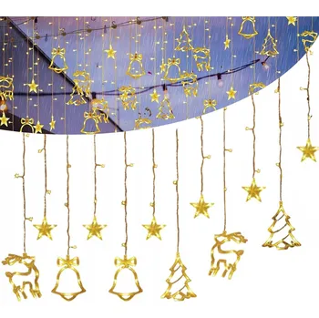 Vánoce SVĚTELNÝ ZÁVĚS 2.3M DEKORACE GIRLANDA LED Hvězdy, sobí