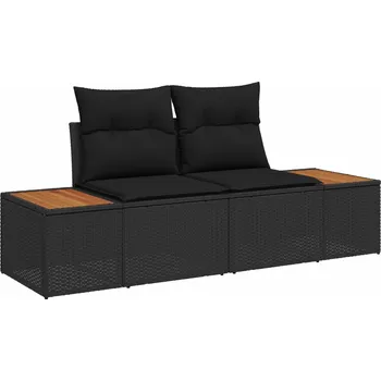 Zahradní pohovka Zahradní sofa Černá 184 x 62 x 85cm polyratan