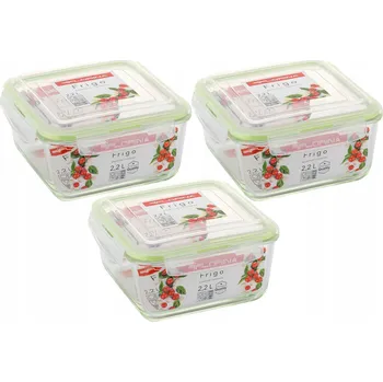 Dóza na potraviny 3x NÁDOBA NA POTRAVINY SKLENĚNÁ 2200 Ml OBĚDOVÝ BOX ŽÁRUVZDORNÝ SVAČINOVÝ BOX
