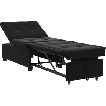 Pohovka Pohovka na spaní Černá 194 x 67 x 82 cm samet