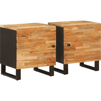 Noční stolek Noční skříňka 2 pcs Hnědá 40 x 33 x 46 cm Masivní mangové dřevo
