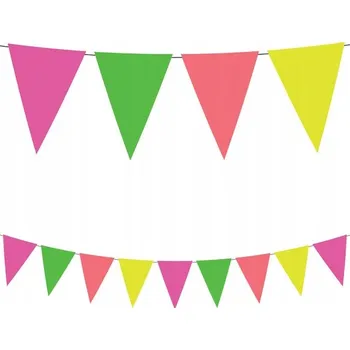 GIRLANDA Z KARTONOVÝCH TROJÚHELNÍKŮ 2.3 M NEONOVÁ DEKORACE NAROZENINY