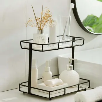 Organizér na kosmetiku Koupelnový organizér na kosmetiku, mramorový stojan, 2 patra