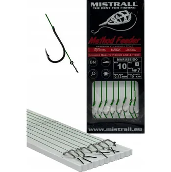 Rybářský háček Háčky na zem, s návazcem Mistrall METHOD FEEDER S JEHLOU, 10 ks