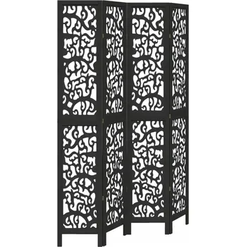 Paraván Paraván 4dílný černý masivní dřevo pavlovnie