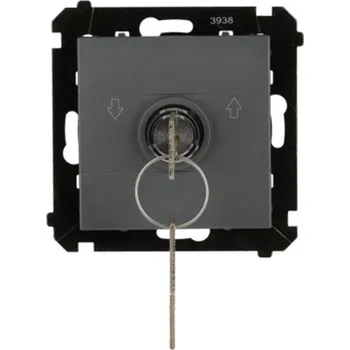 vypínač Vypínač žaluziový časový, na klíč, 3 polohový, řazení 1-0-2, 5 A / 230 V~, Simon 55 TPZK.01/116, grafitová