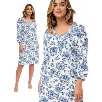 Dámská noční košile Noční košile LEVEZA GREJ 1115 bavlna 7/8 M-4XL květiny