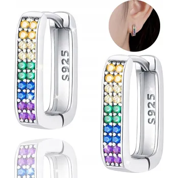 Náušnice Stříbrné Náušnice 925 STŘÍBRO s kubickými zirkony, anglické zapínání, dámské