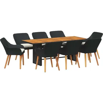 Zahradní sestava vidaXL Zahradní jídelní souprava 9 pcs Černá a hnědá polyratan [3261624]