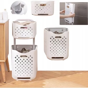 Koš na prádlo Volně stojící koš na prádlo Hooha 77l bílý, žlutý