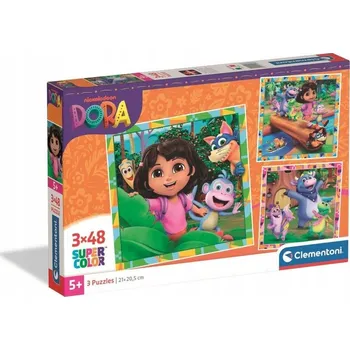 Puzzle Puzzle 3x48 dílků Super barvy Dora 25078 Clementoni