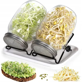 Sklenice KLÍČÍCÍ SKLENICE NA KLÍČKY NÁDOBA NA SEMENA KLÍČKY 1L 2ks