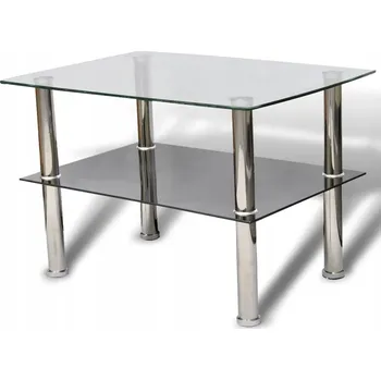 Konferenční stolek Skleněný konferenční stolek 65 x 45 x 43 cm průhledný/černý, 2-úrovňový