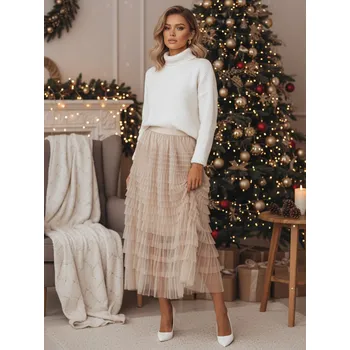 Dámská sukně Maxi sukně PASTELLA Barva béžová DSTREET CY0422z Barva: Béžová, Velikost: L