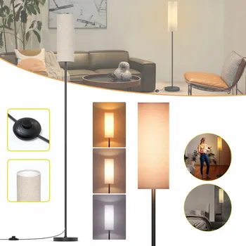 Stojací lampa STOJACÍ LAMPA DO OBÝVÁKU, STMÍVATELNÁ, LNIANÉ STÍNIDLO, ŽÁROVKA E27