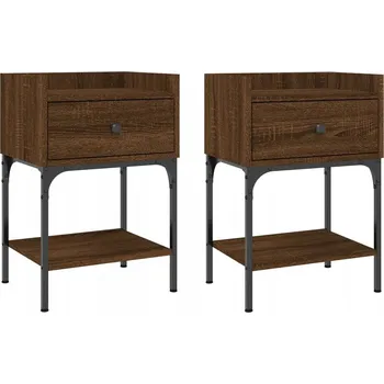 Noční stolek Noční stolky hnědý dub 40,5 x 31 x 60 cm, dřevotříska, železo