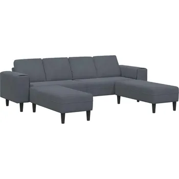 Sedací souprava vidaXL Set pohovek Tmavě šedá samet [3335123]