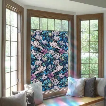 Obraz FOLIA STATYCZNA OKIENNA WITRAŻ NA DRZWI KVĚTINY 90 x 300 cm