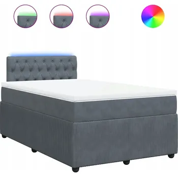 Postel Kontinentální postel 190x120 cm tmavě šedá s LED osvětlením, pružinová matrace
