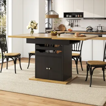 Jídelní stůl Rozkládací jídelní stůl 110-140 cm se 2 zásuvkami a úložnou skříňkou