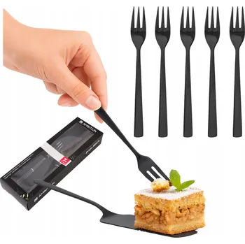 Příbor 43393 Sada na dort 7 ks Prato lopatka + 6 vidliček černá AMBITION