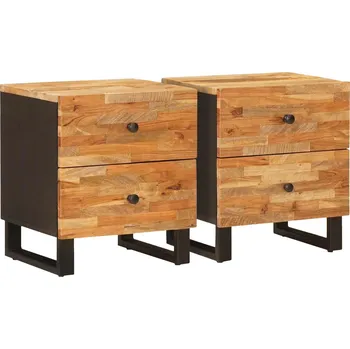Noční stolek Noční skříňka 2 pcs Hnědá 40 x 33 x 46 cm Masivní mangové dřevo