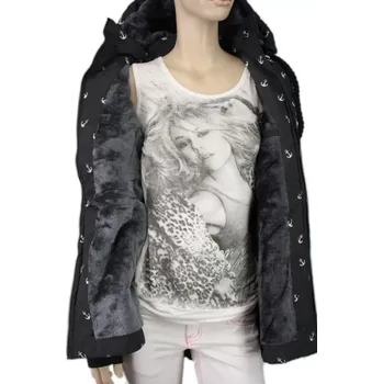 Dámská zimní parka s kožíškem VINTE velké velikosti 2XL až 6XL černá Již pouze vel. XXXL